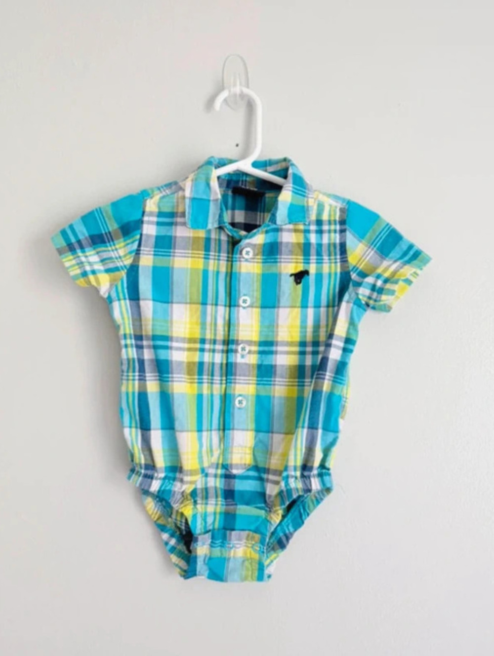 Wrangler Baby Plaid Button Down Bodysuit 6-9M